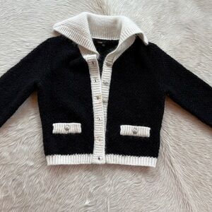 Maje Black and Cream Knit Cardigan